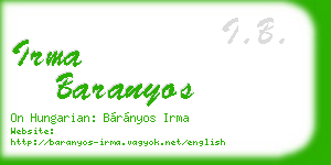 irma baranyos business card