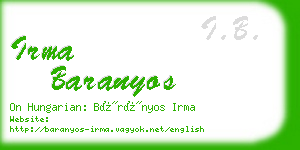 irma baranyos business card